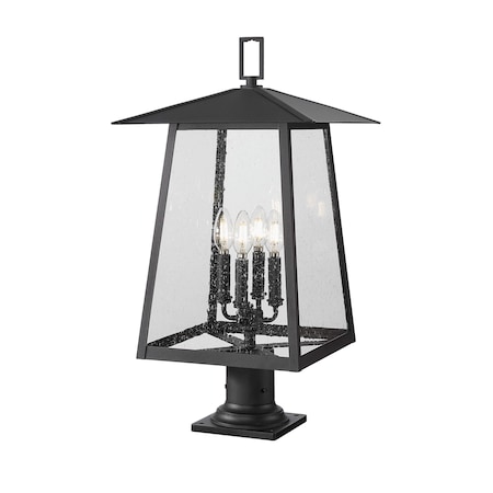 Z-Lite Rainer 4 Light Outdoor Pier Mounted Fixture, 13.5in. W x 26.25in. H, Black 5015PHBR-533PM-BK